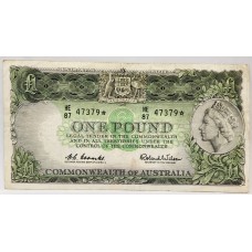 AUSTRALIA 1961 . ONE 1 POUND BANKNOTE . COOMBS/WILSON . STAR NOTE